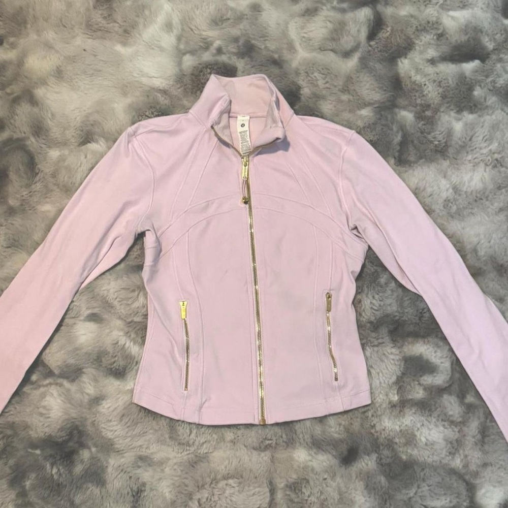 lululemon athletica Light Pink Bomber Jacket with Gold Zippers